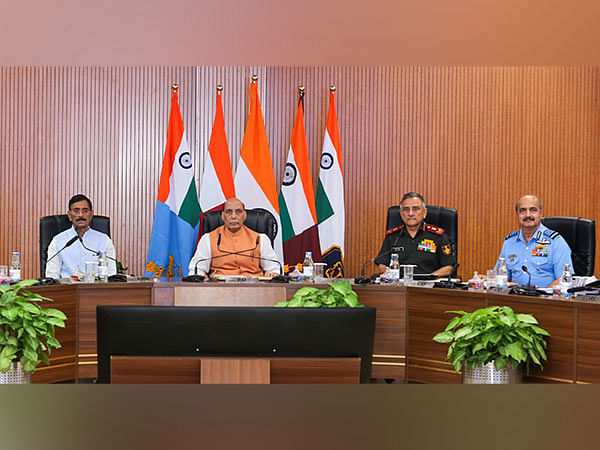 Indian defence minister Rajnath Singh attends the Joint Commanders’ Conference (JCC) in the Indian city of Lucknow on 5 September 2024.